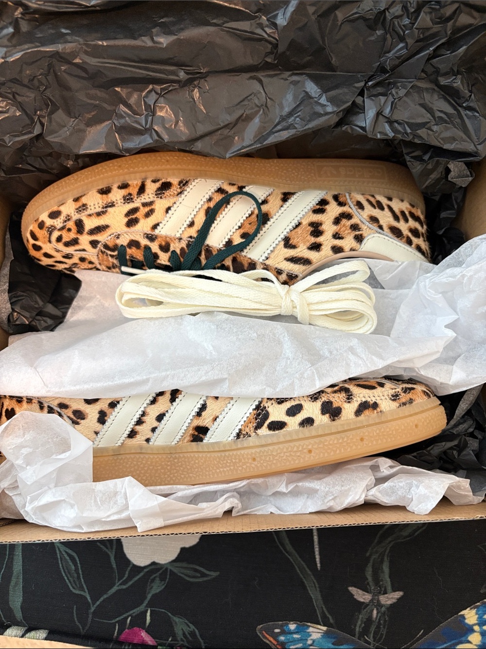adidas Leopard Print Campus Sneakers in Tan, Black & White - Picture 12 of 13